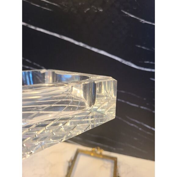 Vintage Glass Crystal Ashtray on a Gilt Ormolu Base Stand Hollywood Regency MCM - Picture 6 of 12